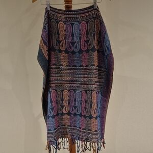 Scarf, Boho Styling With Colourful Patterns, Fringe, 27"x66"